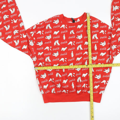 H&M Women Red Coca-Cola Polar Bear Pullover Sweatshirt Size S
