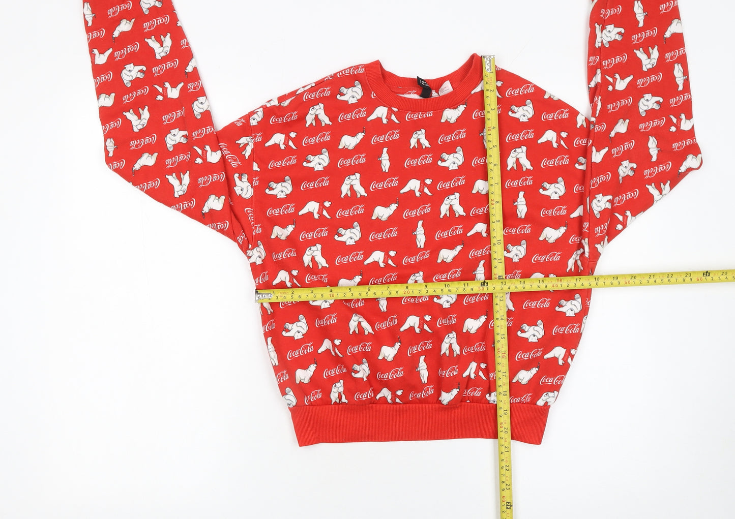 H&M Women Red Coca-Cola Polar Bear Pullover Sweatshirt Size S