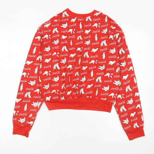 H&M Women Red Coca-Cola Polar Bear Pullover Sweatshirt Size S
