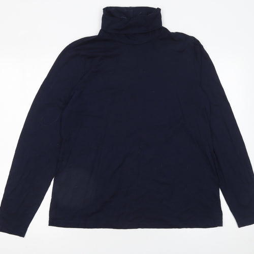 Lands' End Women's Blue Roll Neck Long Sleeve Jersey Top Size XL