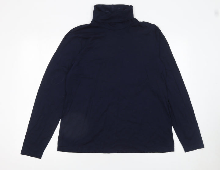 Lands' End Women's Blue Roll Neck Long Sleeve Jersey Top Size XL