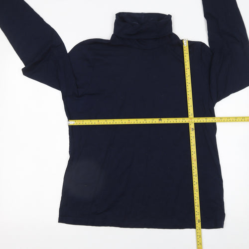 Lands' End Women's Blue Roll Neck Long Sleeve Jersey Top Size XL