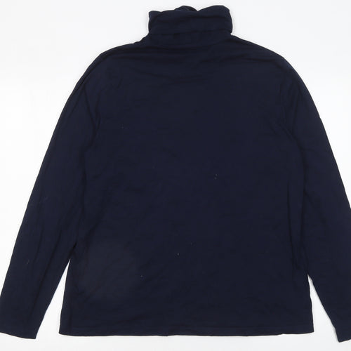 Lands' End Women's Blue Roll Neck Long Sleeve Jersey Top Size XL