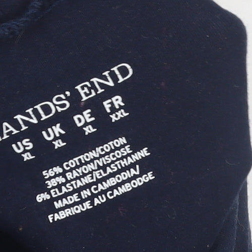 Lands' End Women's Blue Roll Neck Long Sleeve Jersey Top Size XL
