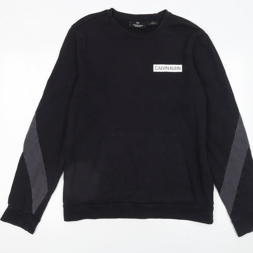 Calvin Klein Men’s Black Crew Neck Pullover Sweatshirt M Regular Fit