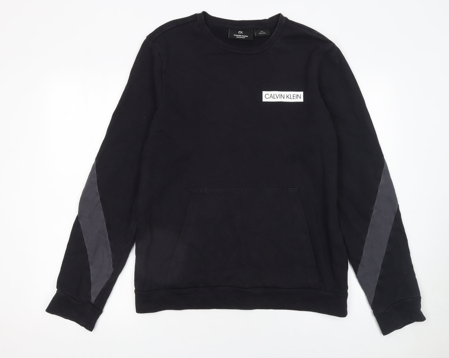 Calvin Klein Men’s Black Crew Neck Pullover Sweatshirt M Regular Fit