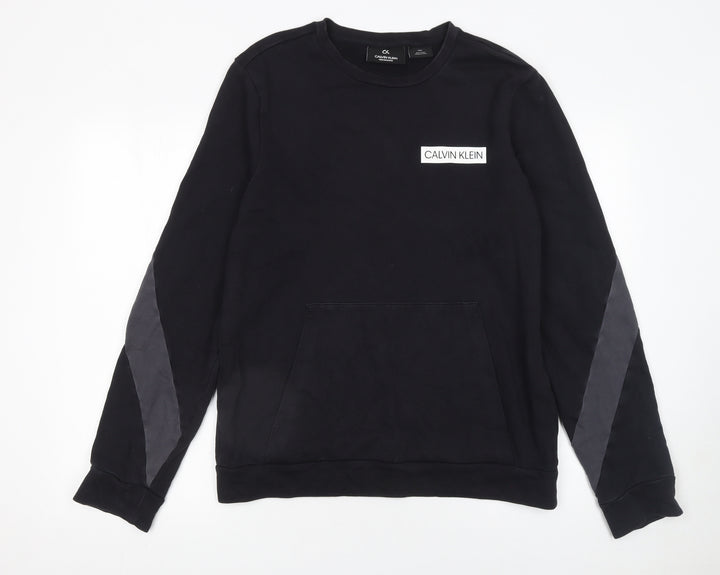 Calvin Klein Men’s Black Crew Neck Pullover Sweatshirt M Regular Fit