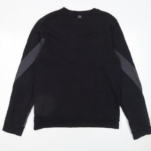 Calvin Klein Men’s Black Crew Neck Pullover Sweatshirt M Regular Fit
