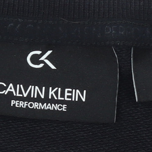 Calvin Klein Men’s Black Crew Neck Pullover Sweatshirt M Regular Fit