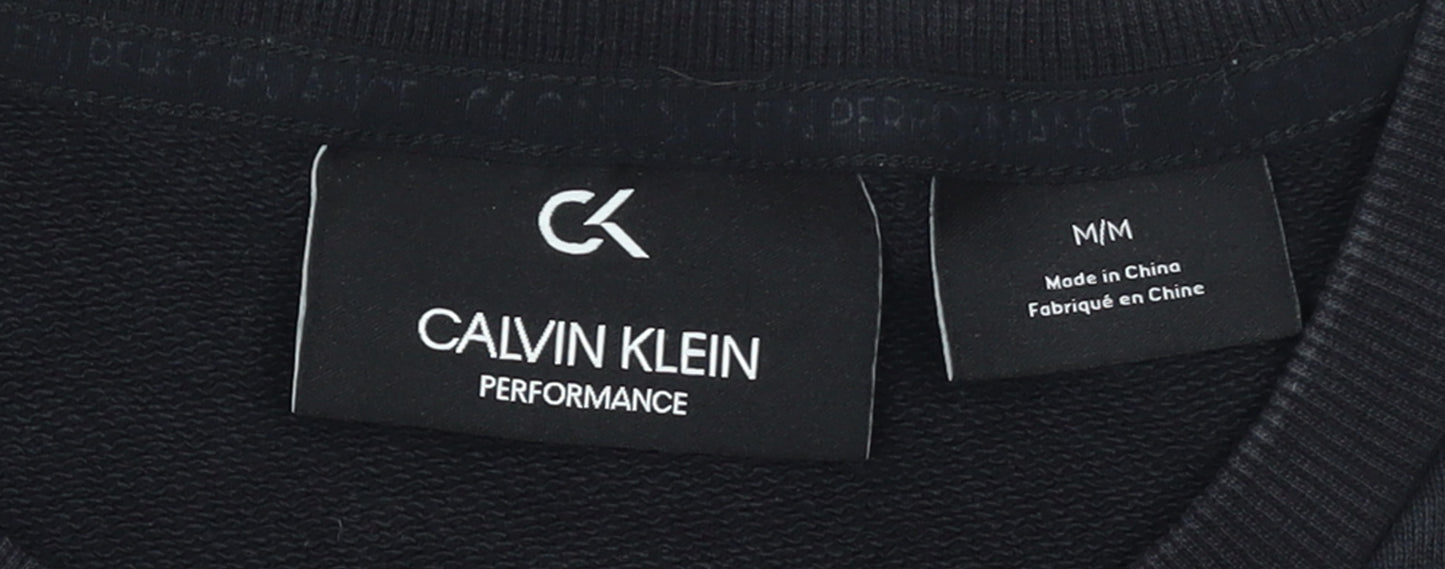 Calvin Klein Men’s Black Crew Neck Pullover Sweatshirt M Regular Fit