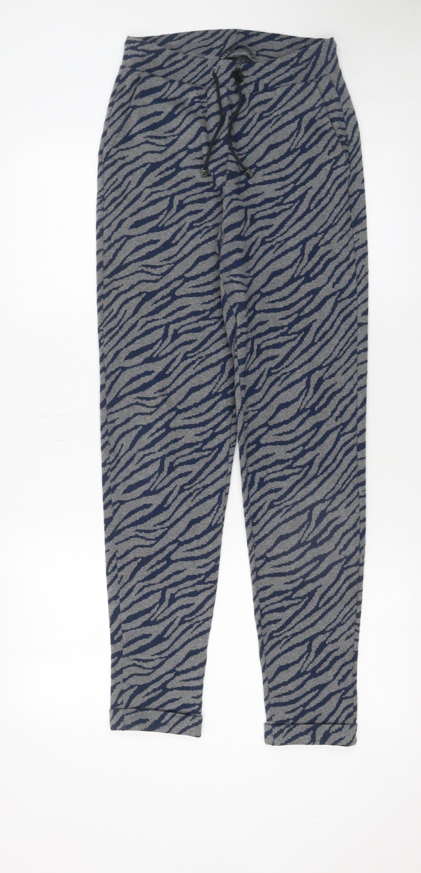 Marks and Spencer Women's Grey Animal Print Jogger Trousers Size 6