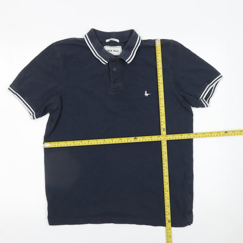 Jack Wills Men's Blue Cotton Collared Polo Shirt Size S