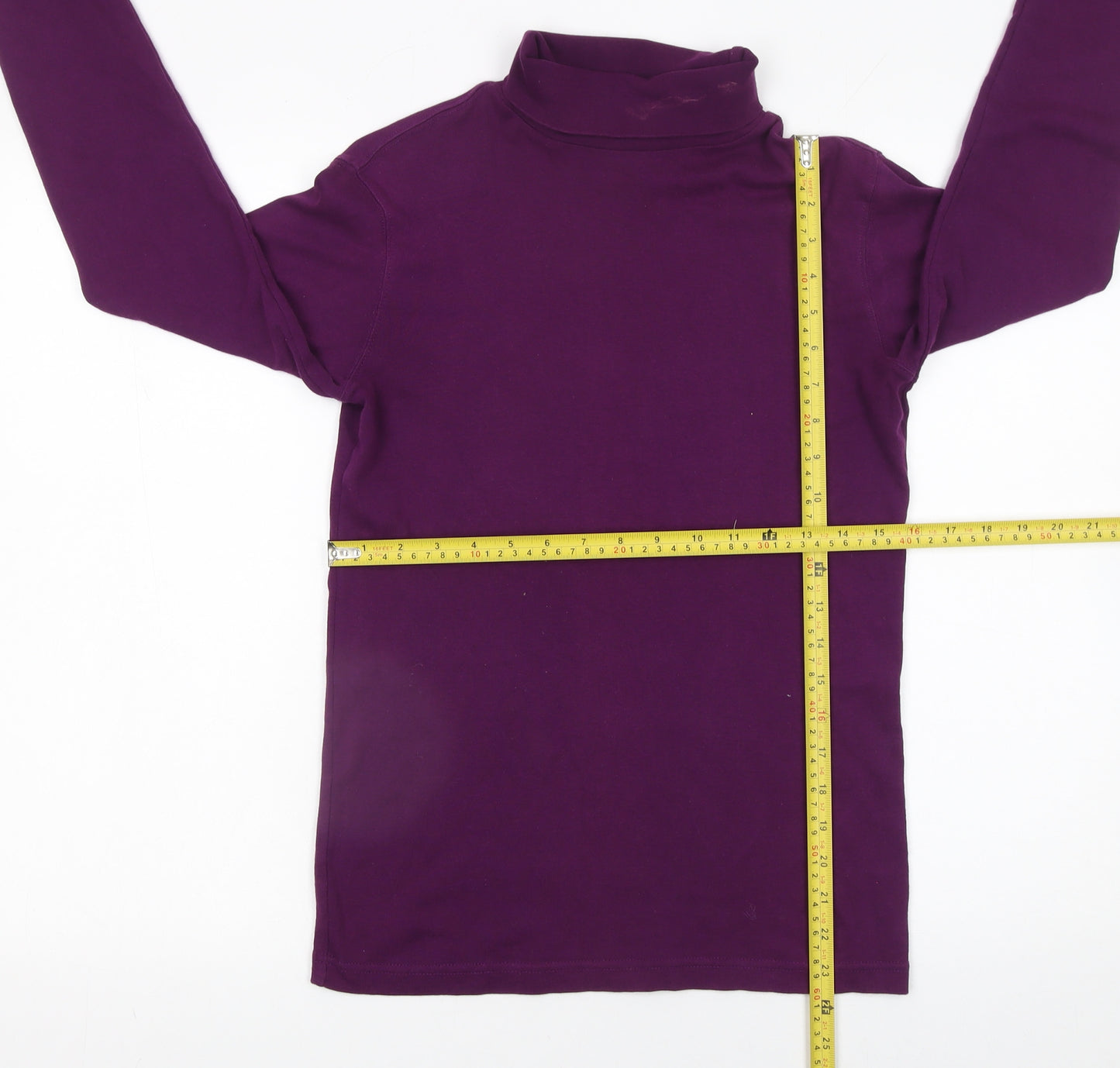Cotton Traders Women's Purple Roll Neck Long Sleeve T-Shirt Size S