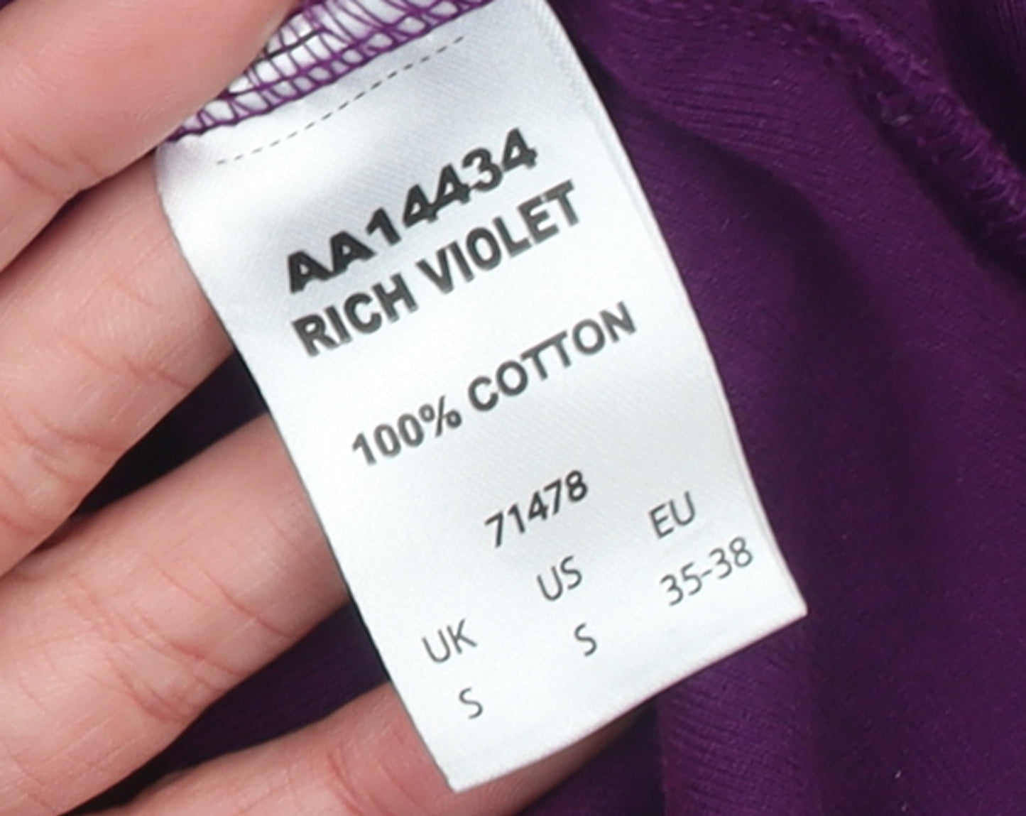 Cotton Traders Women's Purple Roll Neck Long Sleeve T-Shirt Size S