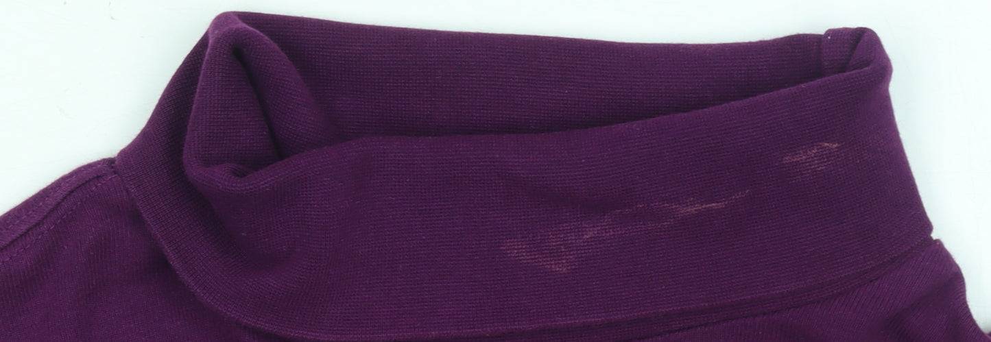 Cotton Traders Women's Purple Roll Neck Long Sleeve T-Shirt Size S