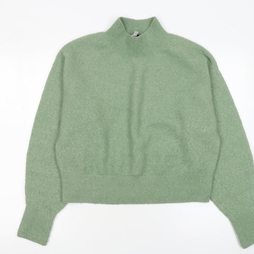 & Other Stories Women's Green Mock Neck Wool Blend Knit Jumper Size S