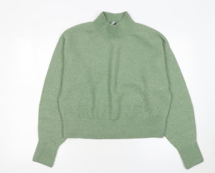 & Other Stories Women's Green Mock Neck Wool Blend Knit Jumper Size S