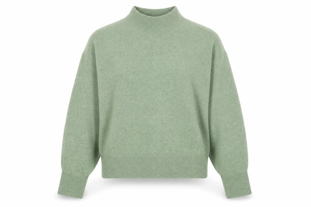& Other Stories Women's Green Mock Neck Wool Blend Knit Jumper Size S