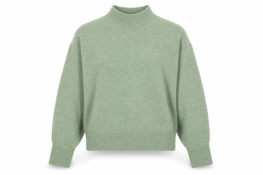 Front view of & Other Stories Women's Green Mock Neck Wool Blend Knit Jumper, size S
