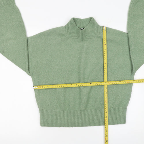 & Other Stories Women's Green Mock Neck Wool Blend Knit Jumper Size S