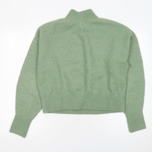 & Other Stories Women's Green Mock Neck Wool Blend Knit Jumper Size S