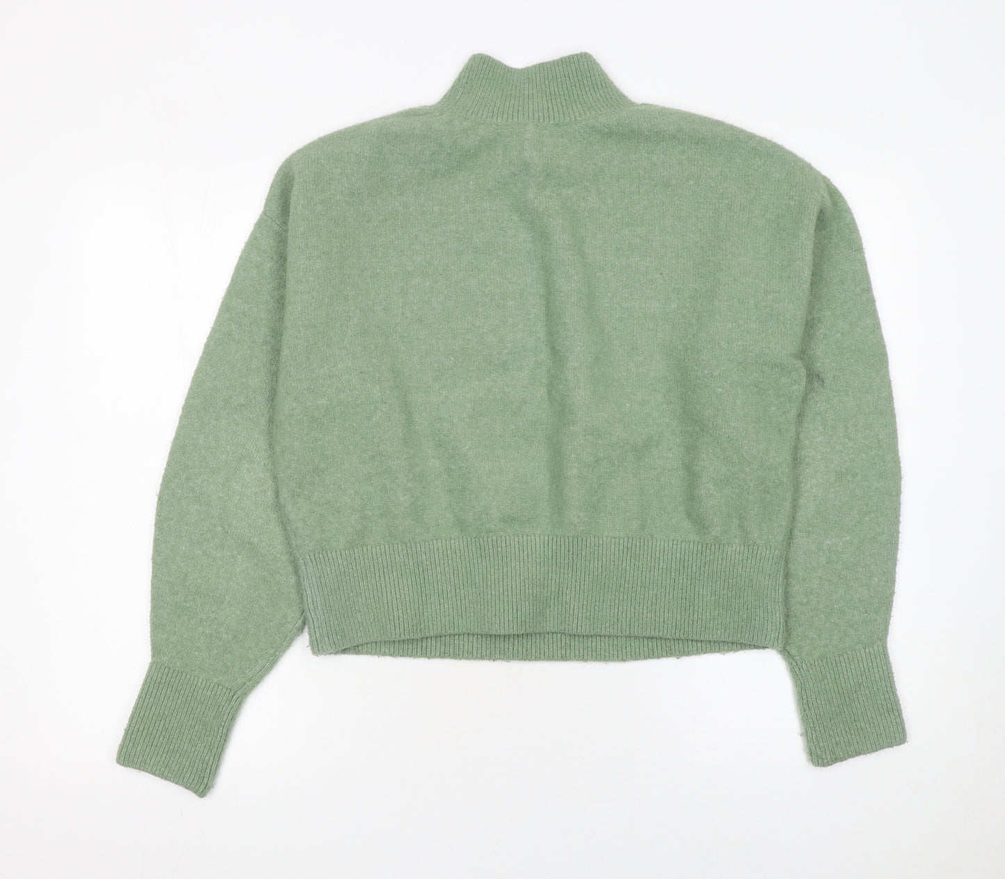 & Other Stories Women's Green Mock Neck Wool Blend Knit Jumper Size S