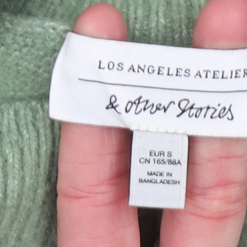 & Other Stories Women's Green Mock Neck Wool Blend Knit Jumper Size S