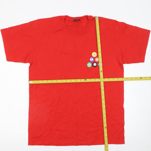 Stussy Men’s Red Graphic Crew Neck Cotton T-Shirt Size L