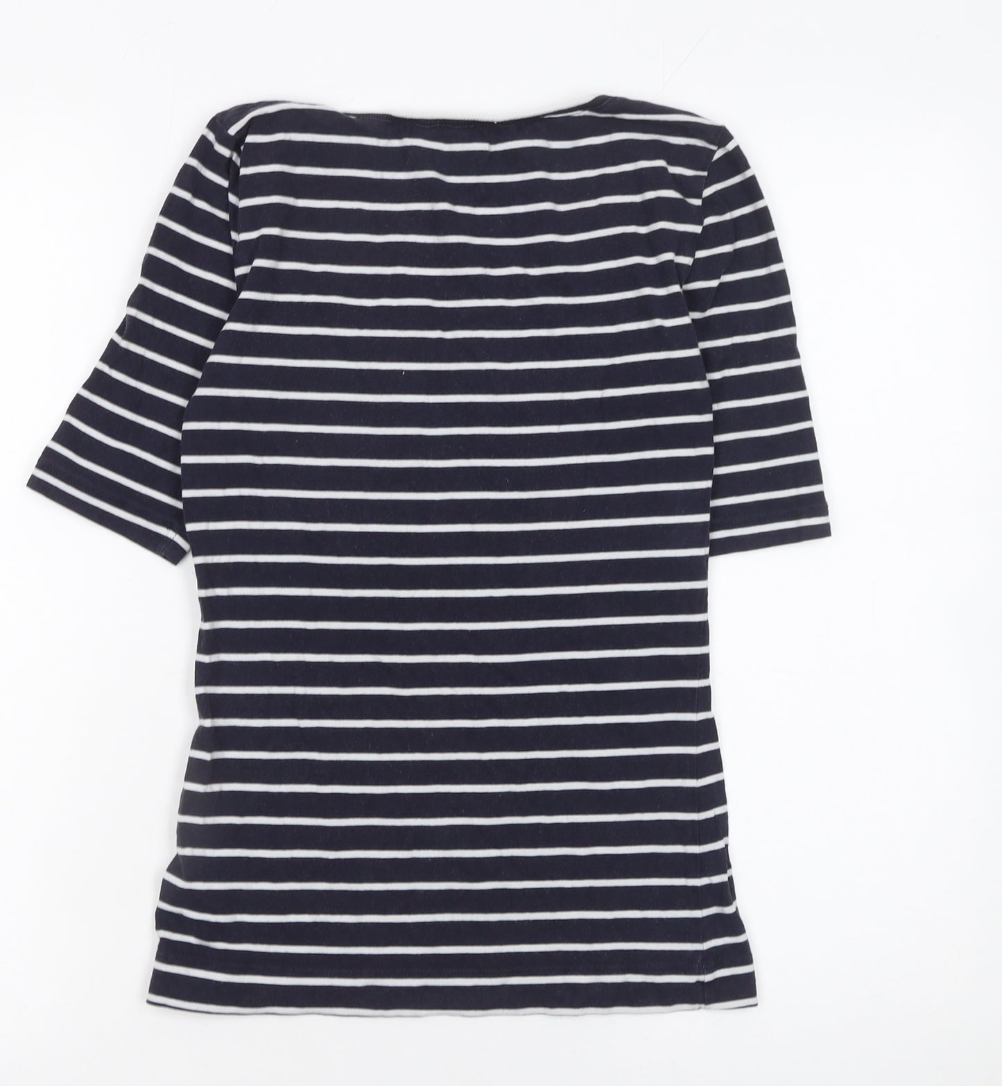 French Connection Women's Blue Striped Scoop Neck Jersey T-Shirt Size S