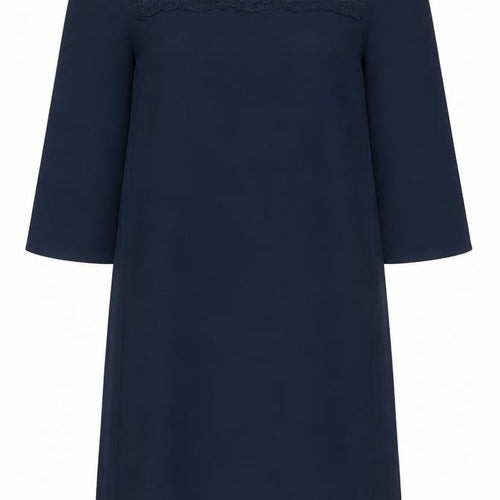 Zara Women’s Blue Lace Panel Shift Dress XS 3/4 Sleeve