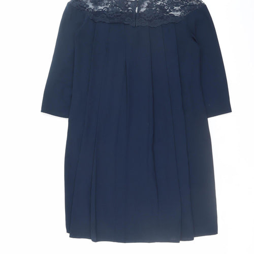 Zara Women’s Blue Lace Panel Shift Dress XS 3/4 Sleeve