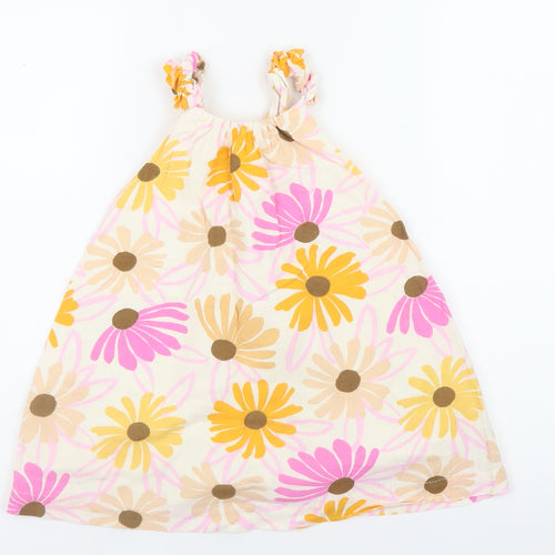 Zara Teens Multicoloured Floral A-Line Sleeveless Cotton Dress Size 4