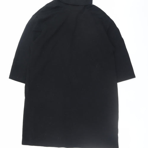Zara Women Black M Roll Neck Knit Shift Dress