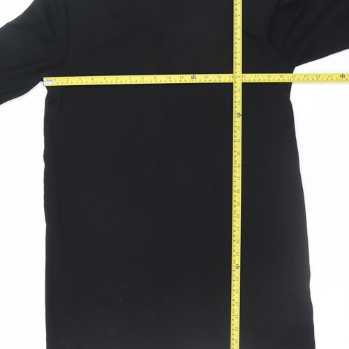 Zara Women Black M Roll Neck Knit Shift Dress