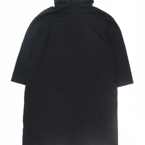 Zara Women Black M Roll Neck Knit Shift Dress