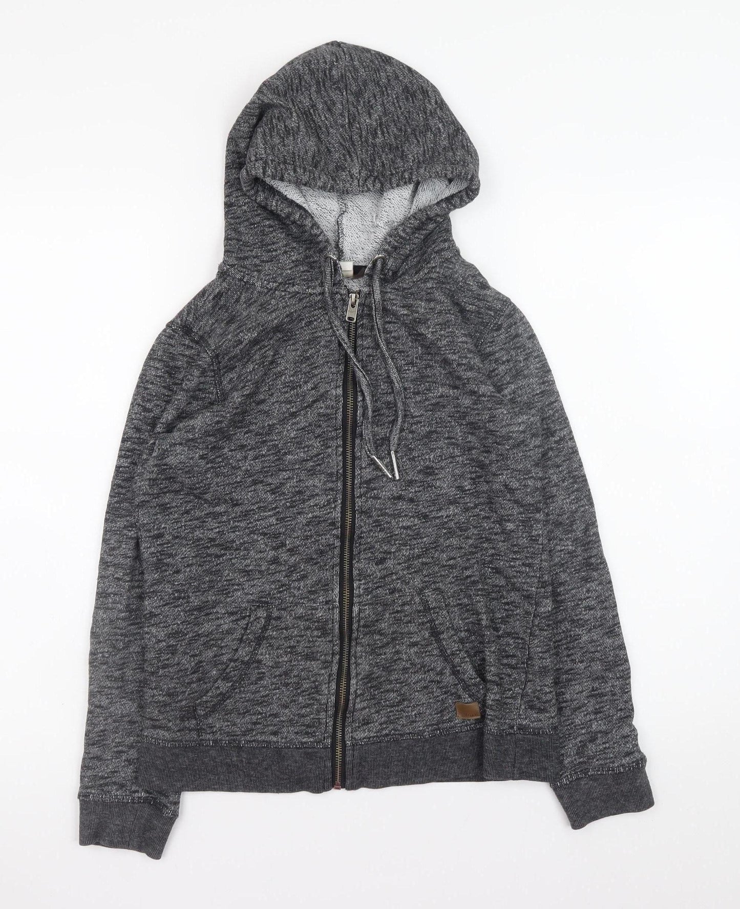 Roxy Women Grey Full Zip Hoodie Size S Cotton Blend Jersey
