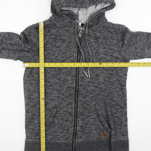 Roxy Women Grey Full Zip Hoodie Size S Cotton Blend Jersey