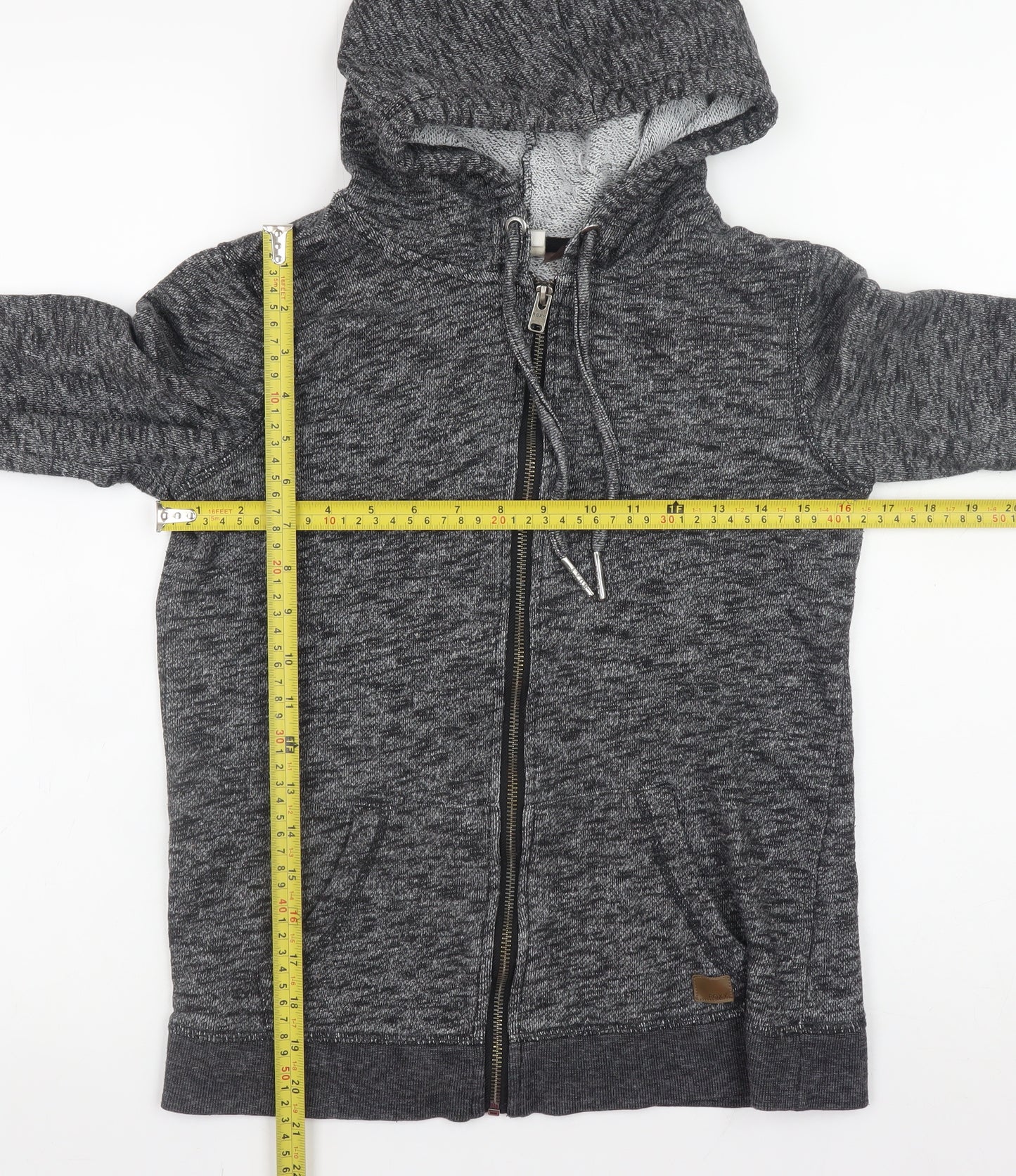 Roxy Women Grey Full Zip Hoodie Size S Cotton Blend Jersey