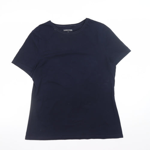 Dunnes Stores Womens Blue Cotton Stretch Basic T-Shirt Size 14