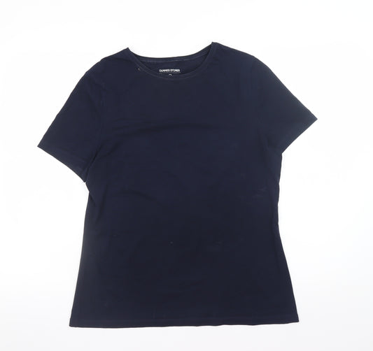 Dunnes Stores Womens Blue Cotton Stretch Basic T-Shirt Size 14
