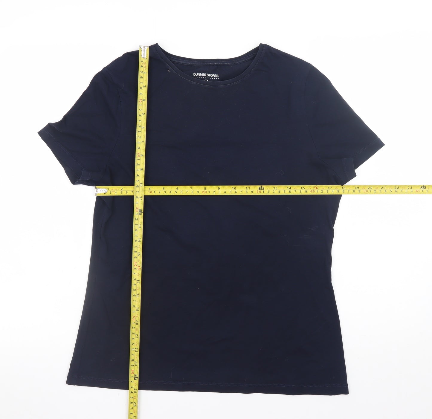 Dunnes Stores Womens Blue Cotton Stretch Basic T-Shirt Size 14