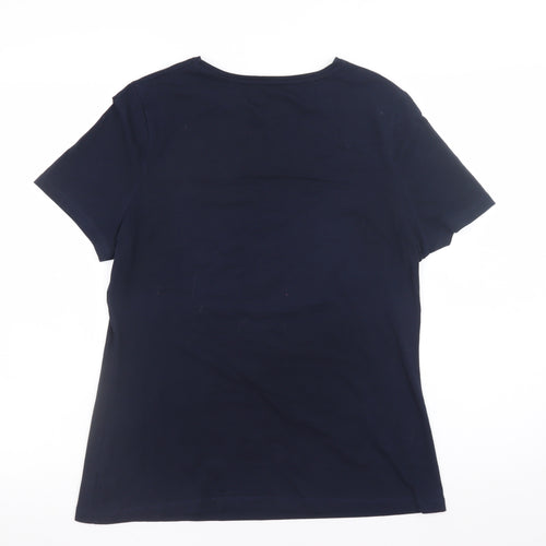 Dunnes Stores Womens Blue Cotton Stretch Basic T-Shirt Size 14