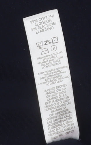 Dunnes Stores Womens Blue Cotton Stretch Basic T-Shirt Size 14