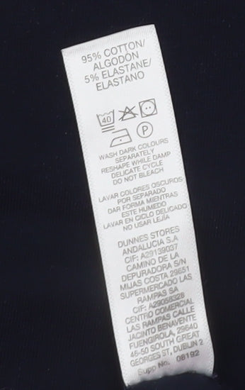 Dunnes Stores Womens Blue Cotton Stretch Basic T-Shirt Size 14