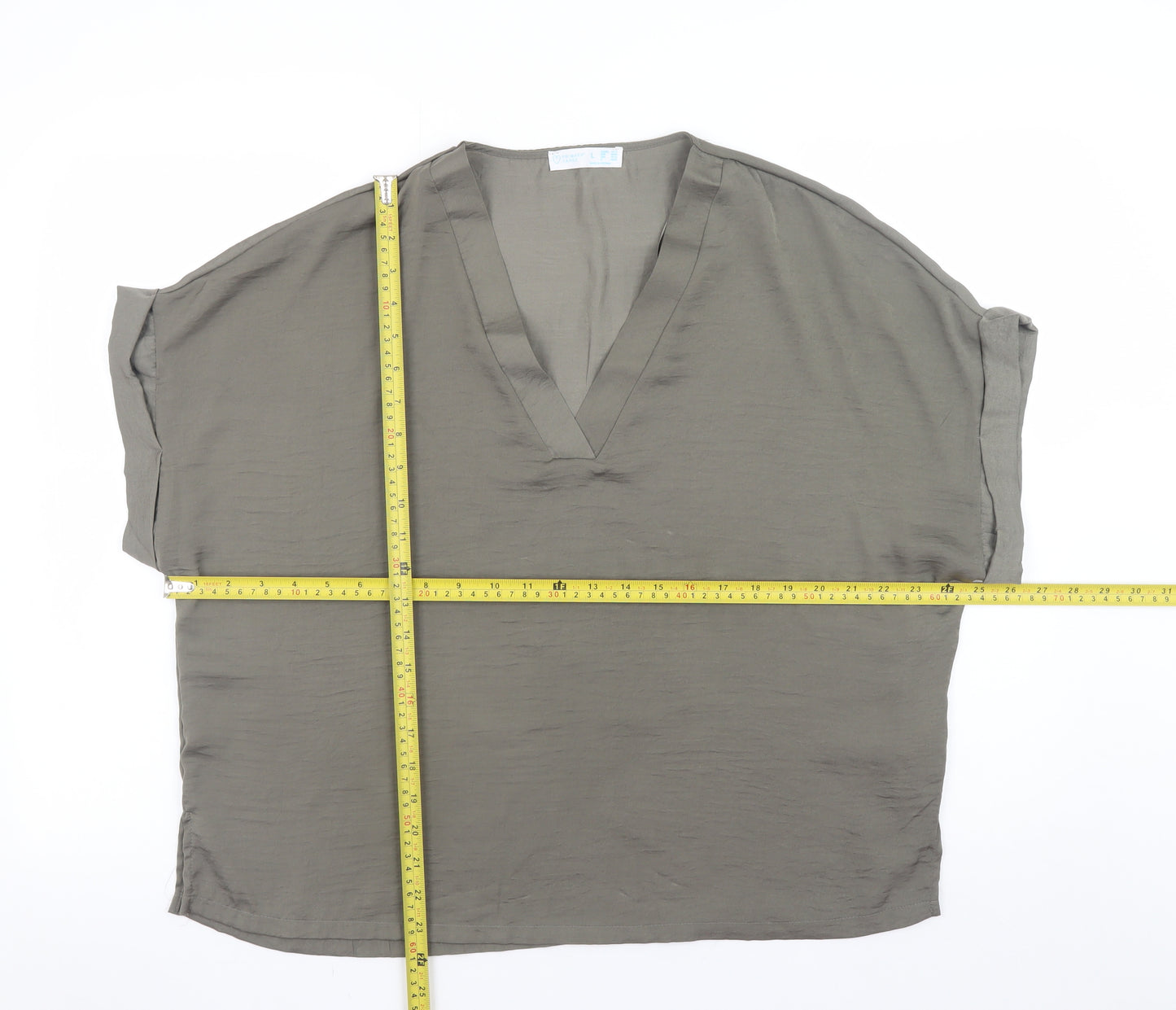 Primark Women Brown Relaxed Fit V-Neck Blouse Size L