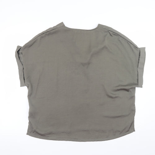 Primark Women Brown Relaxed Fit V-Neck Blouse Size L