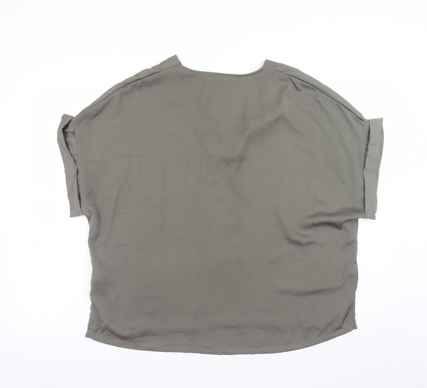 Primark Women Brown Relaxed Fit V-Neck Blouse Size L