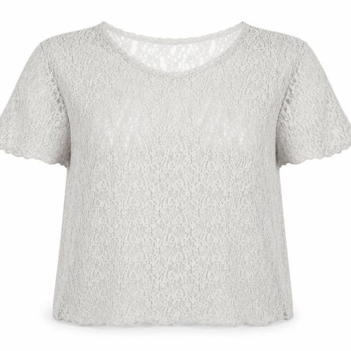 Pull&Bear Womens Beige Lace Short Sleeve Blouse Size L