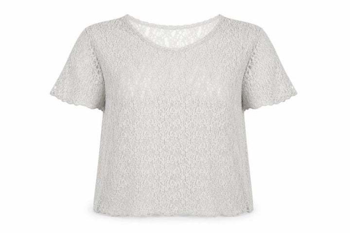 Pull&Bear Womens Beige Lace Short Sleeve Blouse Size L