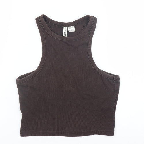 H&M Divided Women Brown Cropped Racerback Tank Top Size S